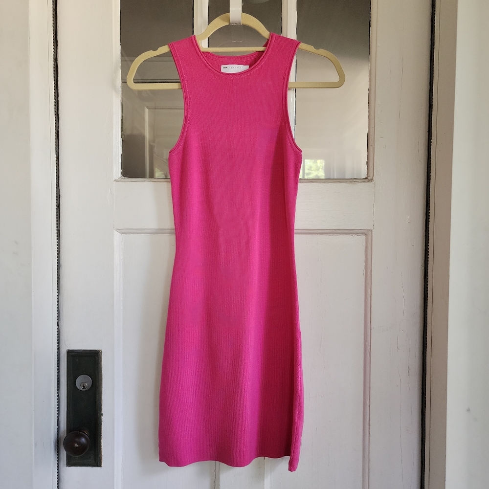 Asos Design Ribbed Tank Pink Mini Dress